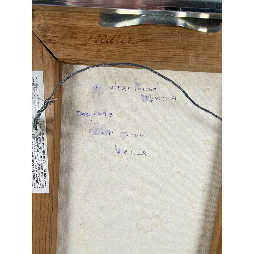 Original Acrylic on Canvas Country Pathway To Church By Vella 1993 Framed - Picture 8 of 10